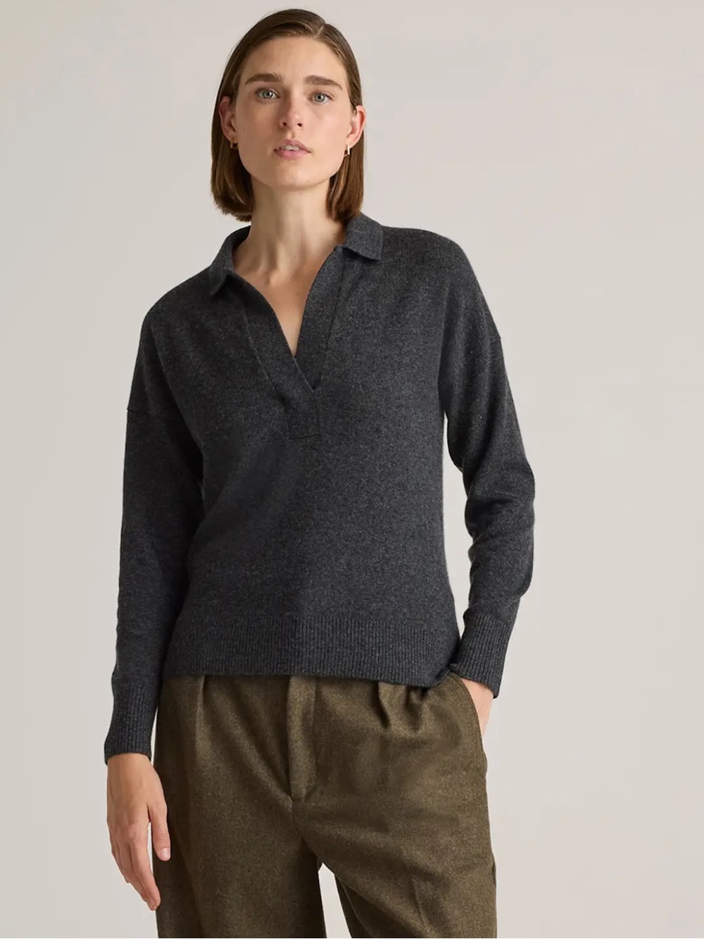 QUINCE Mongolian Cashmere Polo Sweater, Size M